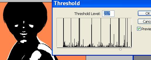 Select the 'tint' layer. Choose menu: Image :: Adjustments :: Threshold.