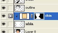 On the Layers Palette, select the 'skin' layer Click the 'Create new fill or adjustment layer' Layers