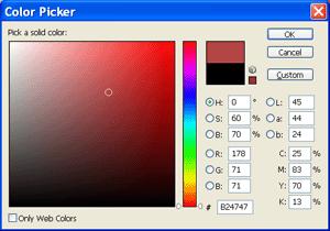 On the 'Color Picker' dialog box, pick a dark red color. This color will be used for the shirt.