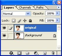 On the 'Layers Palette', drag and drop the 'background' layer to the 'New Layer' button to duplicate it. Rename the new layer to 'original'.