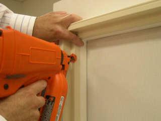 Tip: It is best to angle the drill gun or nail gun to ensure contact with a stud around