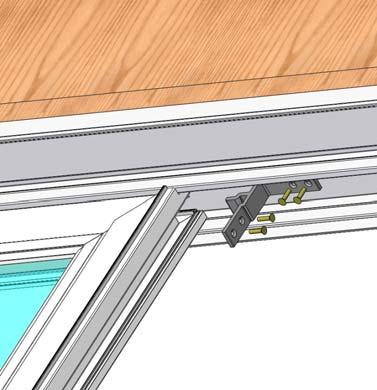 15) Place the aluminum bracket into the groove at the top of the fixed panel as shown (Fig. 23).