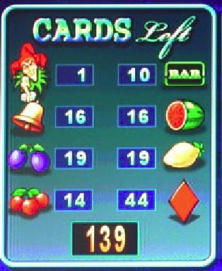 The number of the deck s remaining cards in the group can be tracked on the Cards left table, this also helps the player to make his/her decision about holding cards. The deck remixes in three cases.