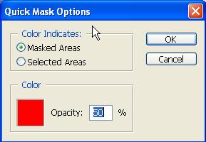 By default, Quick Mask mode colors the protected area using a red, 50% opaque overlay. 3. To edit the mask, select a painting tool from the toolbox.