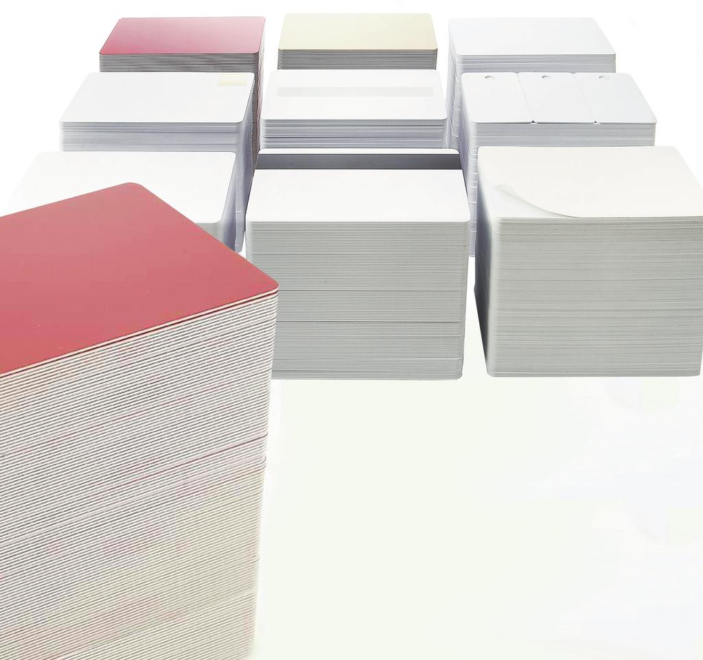 1) Coloured PVC 2) Metallic Coloured PVC 3) Rewritable Cards Ideal for membership and business cards.