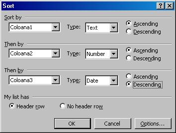 Selectarea unei linii Selectarea unei coloane Se plasează cursorul mouse-ului în latura (extrema) stângă a tabelului în dreptul liniei respective şi se execută simplu click.