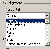 Eticheta Alignment: stabileşte alinierea textului în celule astfel: a) În lista ascunsă Horizontal vom alege alinierea textului pe orizontală: General (textul la stânga iar numerele la dreapta), Left