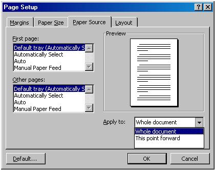 Aceasta sectiune contine urmatoarele elemente: lista Paper Size: ea conţine mai multe formate predefinite de pagină (de ex: A4 sau A3) şi opţiunea Custom Size care permite utilizatorului să
