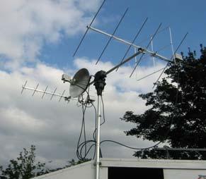 The 2m X-Quad is mounted on the other side of the rotator again at the end of the pole on the reinforced section, the antenna pre-amp must be in the upright position as in Fig 3 and the antenna must