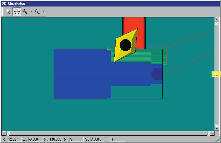 The simulation uses the information in the tooling window to generate the graphics.