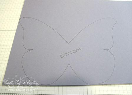 Use Paper Snips to cut out the butterfly shape. Write BOTTOM onto the Wisteria Wonder butterfly.