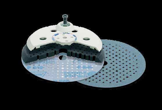NORTON MULTI-AIR PROCESS Universal backing pad fixings to suit most popular machine types Adapters to suit Festool sanding machines Choice of hard, medium or soft backing pads Alignment holes allow