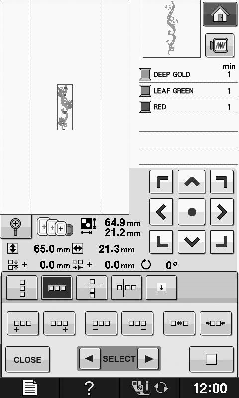 EDITING PATTERNS Adjust the spcing of the repeted pttern. e * To widen spcing, press. * To tighten spcing, press.