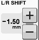Exmple: Press to shorten the stitch length. Setting the L/R SHIFT STITCH SETTINGS Follow the steps elow when you wnt to chnge the plcement of the zigzg stitch pttern y moving it left nd right.