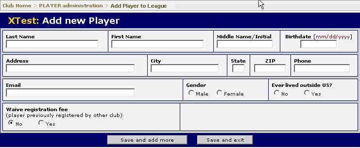Add a new PLAYER to the league If you need to add a new player to your league, go to the PLAYER administration action link and select Add a new PLAYER to Player Pool by clicking on the link: You will
