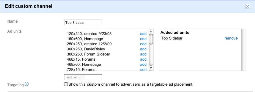 Let's say you're going to create an ad unit for the top of your sidebar.