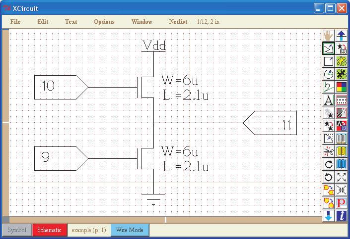 1.6 1.4 V DD 1.2 1 0.8 0.6 V in.5 V 0.4 0.2 Fig. 6. Source follower example drawn in XCircuit.