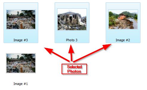 Holding the Shift key, multiple photos can be selected by clicking a photo and then clicking on another photo.
