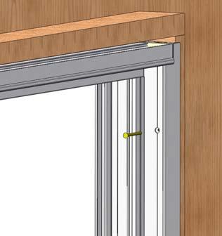 Once in the opening, shim frame so that it is plumb, level, and square. Attach frame to opening using provided #10 X 2-1/2 installation screws.