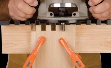 To line up your dovetail jig for making the cut, first mark the center of your stock to be cut. Measure and mark on each side of the center mark at 5/16.