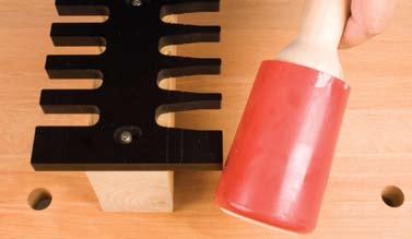 If the dovetails are in need of adjustment, this is done on the pin side of the dovetail jig (follow steps below). The tail side or of the joint remains the same. Fig.