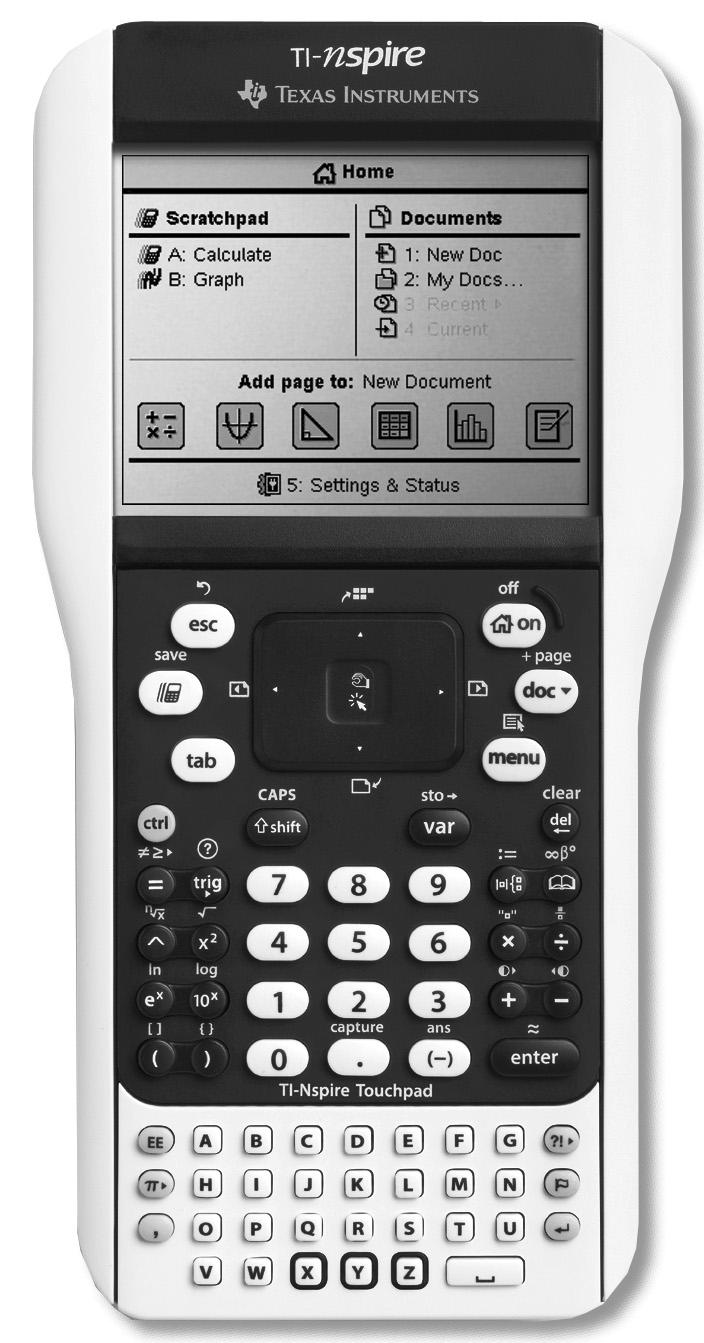 tns) on each handheld, begin the exercise by instructing students to do the following: 1. Turn on the TI-Nspire by pressing c. 2. Press c and choose My Documents. 3.