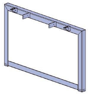 (according to version) for attaching an extremity of the desk crossbeam, made from sheet steel, 4 mm in thickness, welded to the inside of the top cross-bar of