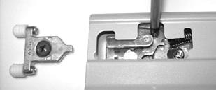 door (see ) - the hinge back plate is fitted to the door not the unit side panel, to release the hinge and door depress the button at the rear of the hinge body (see ), to remove the door take the