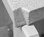 Note - Do not cut a square corner in Solid Surface worktops. They must have at least a 5mm radius (see fig 5).