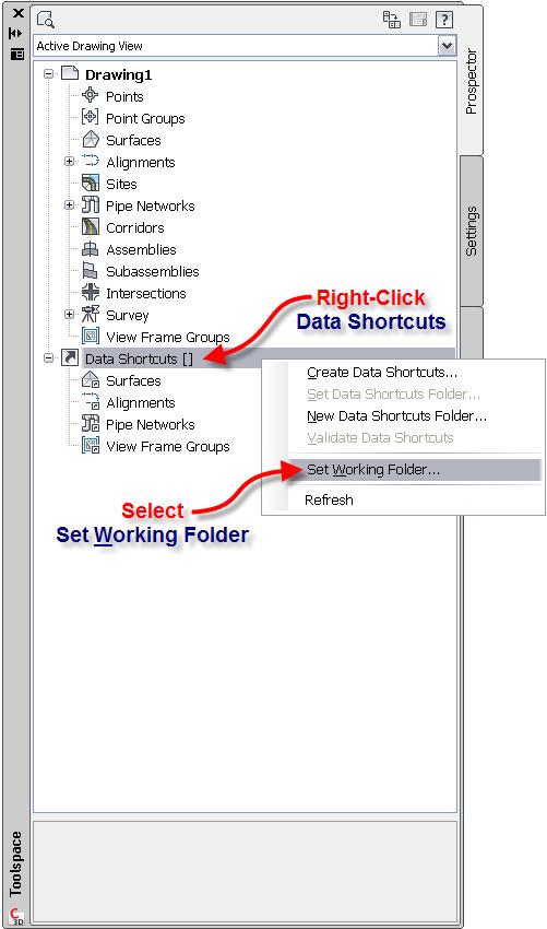 3. Right-click on the Data Shortcuts collection again in the
