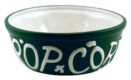 Need a place to store your popcorn kernels? Check out our ceramic canister below! #44010 G. Green with White Lettering Ceramic Bowl $19.99 #44020 H.