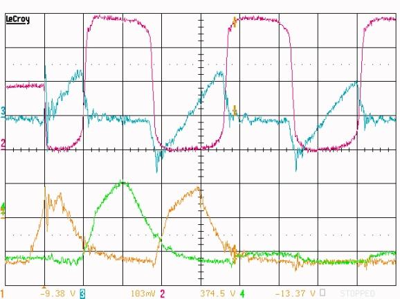 2 MHz IL IL Vgs Vgs Vds Vds Iq1 Iq1 Tx =139nS Tx =148nS Figure 3.11 Saber simulation waveforms at 800 khz and 1.