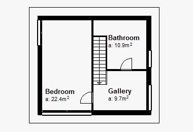 Now you can label the rooms. Click on ROOM, choose "Bedroom" from the dropdown menu and label the left room.