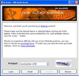 USB Audio Series Quick Start Guide Installation Instructions For Windows XP PLEASE NOTE: do not connect your USB Audio series interface to your computer until the appropriate driver files have been