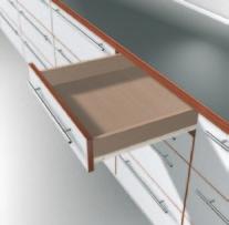 runner system basic element Single extension Drawer 30M/E - BLUMTIC self closing feature (30M) and/or closed position stops (30E) - Epoxy coated, cream (RL 900) or brown - Single extension dyn.