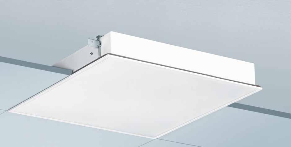 increased hygienic requirements. Universal luminaire system for ceilings with concealed or exposed grids and for ceilings with cut-out recess openings.