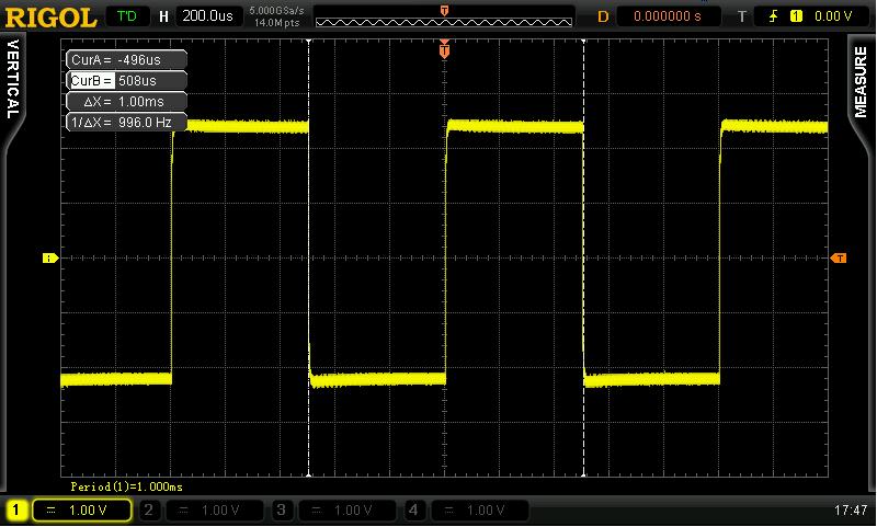 5. Measurement Example Use manual cursor measurement to measure the period ( X) of a square waveform