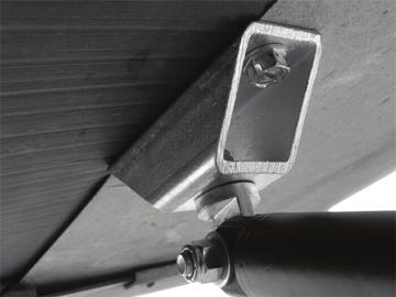 Secure the pads using two 3 8 x 1 ¼ swing-bolts (P/N 191010), two 3 8 x 1 ½ bolts (P/N 155004), four 3 8 washers (P/N 135840), and four 3 8-16 locking nuts (P/N 118044).