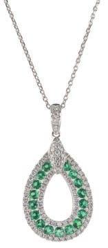 00 18K WG Diamond and Emerald Pendant William Crow