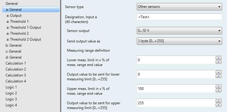 Measuring range definition The following four parameters are dependent on the parameter Send output value as. The preset values change dependent on the selected option.