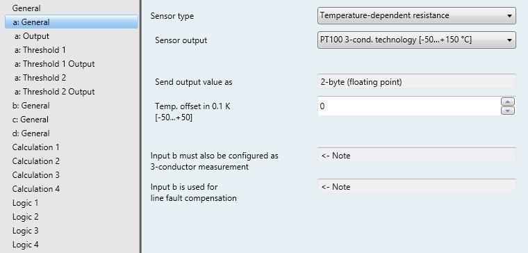 3.2.6.2 Parameter option Sensor output: 3-conductor PT100/PT1000 Note For a description of the parameters, see Chapter Sensor output parameter option: 2-conductor PT100/PT1000, p. 55.