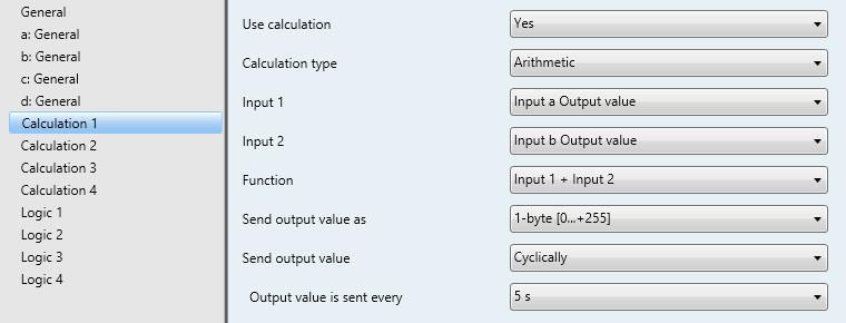 3.2.9 Parameter window Calculation 1 Calculation type: Arithmetic The specifications in the following also apply to the parameter windows Calculation 2, 3 and 4.