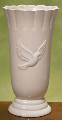 99 ea L17 16675 cross vase white ceramic