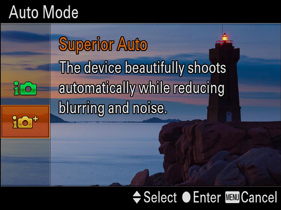 Chapter 3: Shooting Modes for Still Images 23 Two of the settings the camera may use in Superior Auto mode Anti Motion Blur and Hand-held Twilight are available also as selections in Scene mode,