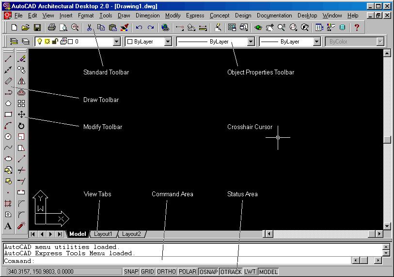 EXPERIMENT NO 01 Starting AutoCAD Introduction to AutoCAD Environment Start AutoCAD by clicking on the Windows Start button (bottom left), then move the mouse to Programs then CAD and Modeling then
