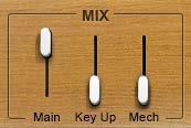 Mix Section Main Main controls the sampled sound of the Clavinet without the mechanics and the release keys sounds. It controls the Main samples level in the overall mix.