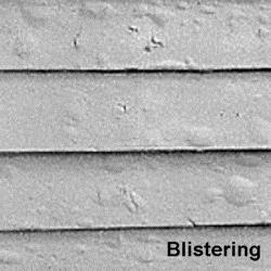 Blistering Blistering paint is identified by small to medium sized bubbles or blisters under the paint film and is most common on wood siding and trim.