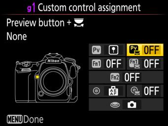 0 v x 8 G None 4 4 4 4 Power Aperture Power aperture is available only in exposure modes A and M and can not be used while photo shooting info is displayed (a 6 icon indicates that power aperture can