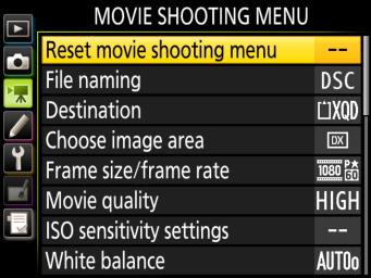 Before Recording Before recording, adjust settings in the movie shooting menu. l Frame Size/Frame Rate Choose an option according to how you will use the movie.