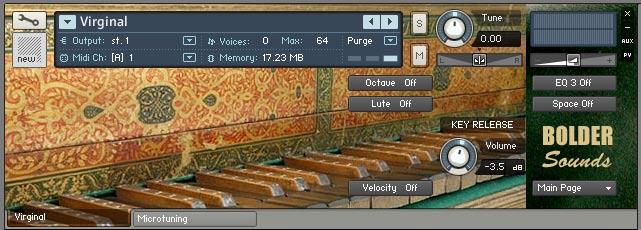 presents Italian Box Virginal 417 megabyte Library for Kontakt 3 & 4 About the Virginal This sample library was created from a replica of a 4 octave Italian Box Virginal.